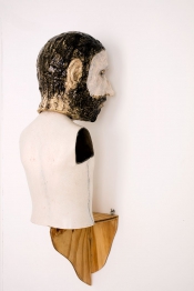 On the wall II  2015,  h.90 cm, Ceramics, polyester, wood.