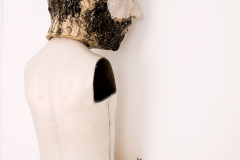 On the wall II  2015,  h.90 cm, Ceramics, polyester, wood.